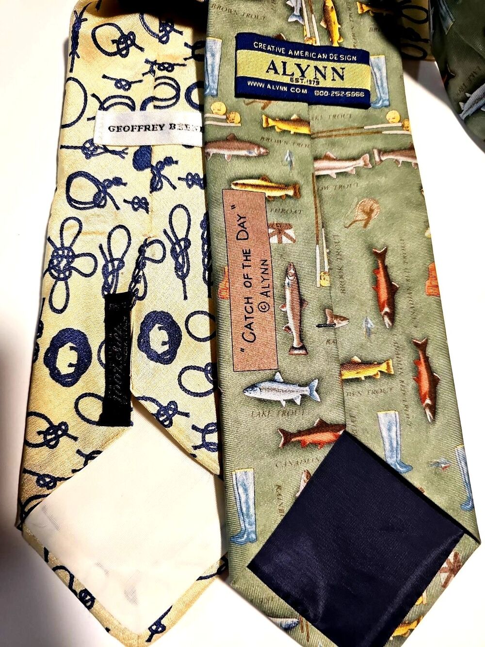 Men’s Silk Tie Lot Fishing Nautical Preppy ALVNN Geoffrey Beene Novelty - Picture 3 of 8